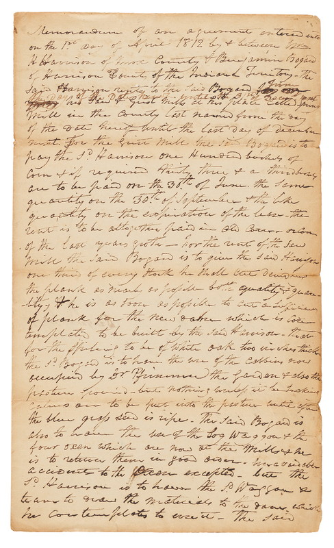Lot 21 William Henry Harrison Autograph Document Signed for the Use of a Mill