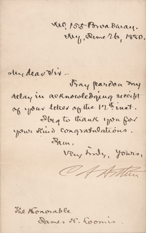 Lot 48 Chester A. Arthur Letter Signed as Republican Vice Presidential Nominee (1880)
