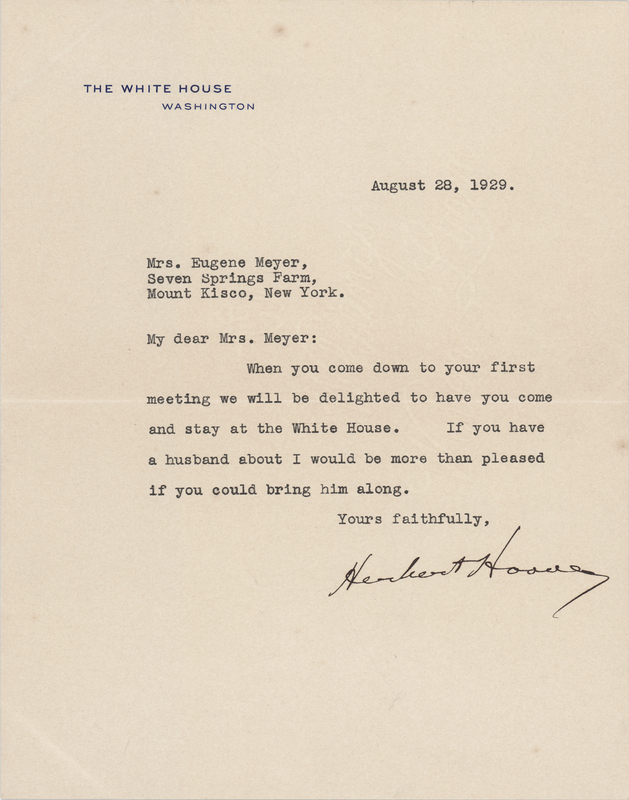Lot 76 Herbert Hoover Typed Letter Signed as President, Extending an Invitation 