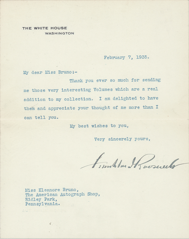 Lot 81 Franklin D. Roosevelt Typed Letter Signed as President to an Autograph Dealer