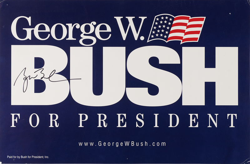Lot 134 George W. Bush Signed 2000 Presidential Campaign Sign