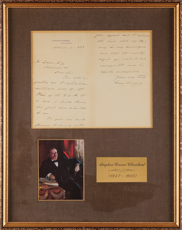 Lot 53 Grover Cleveland Autograph Letter Signed as President
