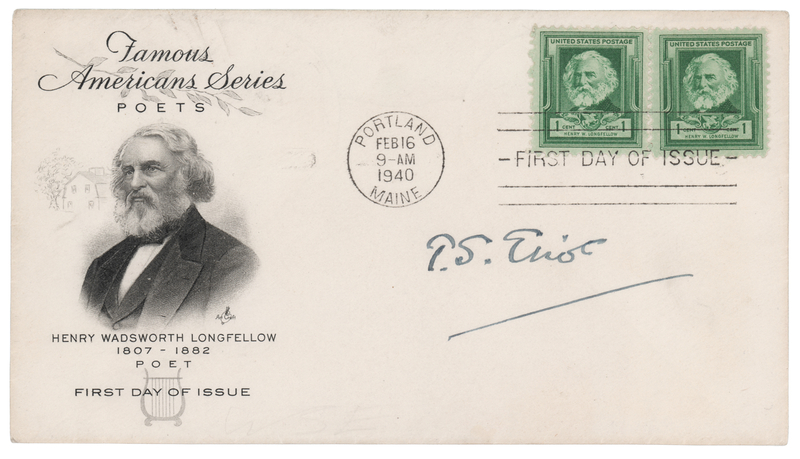 Lot 356 T. S. Eliot Signed First Day Cover