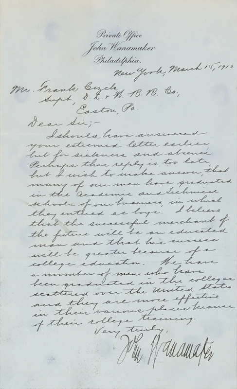Lot 207 John Wanamaker Letter Signed: 