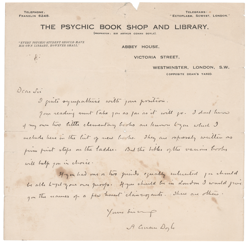 Lot 355 Arthur Conan Doyle Autograph Letter Signed - 