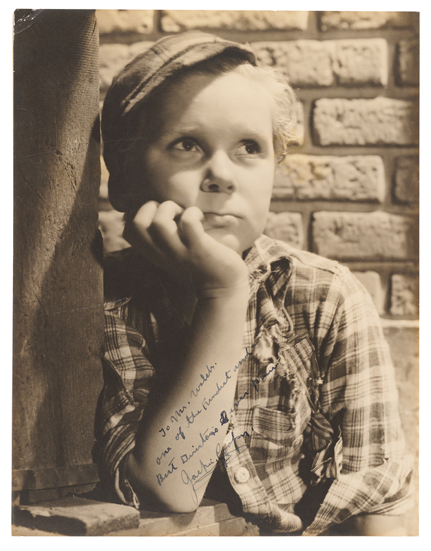 Lot 501 Jackie Cooper Signed Oversized Photograph - Inscribed to Director Raoul Walsh