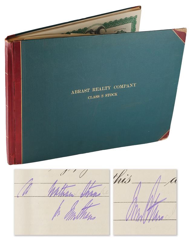 Lot 225 Isidor Straus (2) Documents Signed - Abrast Realty Company Stock Receipts