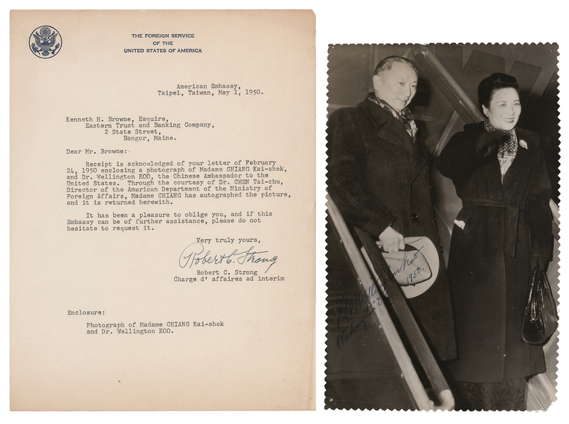 Lot 173 Madame Chiang Kai-shek and V. K. Wellington Koo Signed Photograph