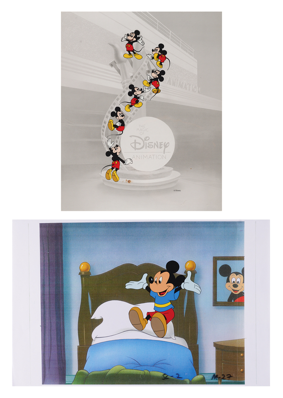 Lot 318 Mickey Mouse hand-painted cels: production cel from a 1980s TV show, and limited edition cel from the Magic of Disney series