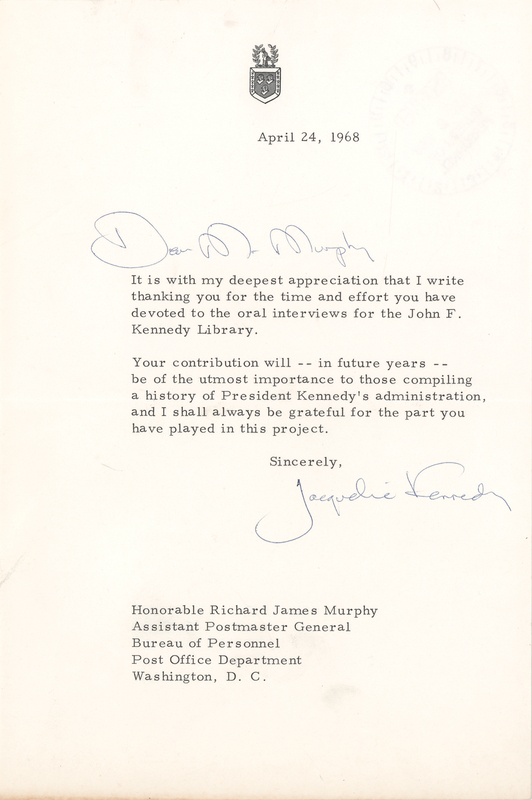 Lot 101 Jacqueline Kennedy Typed Letter Signed: 