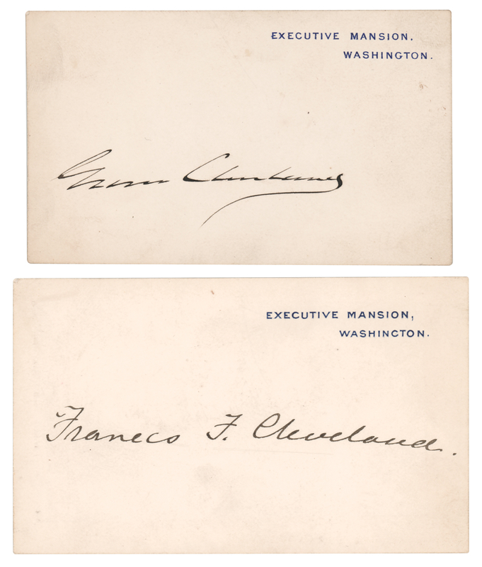 Lot 54 Grover and Frances Cleveland (2) Signed White House Cards