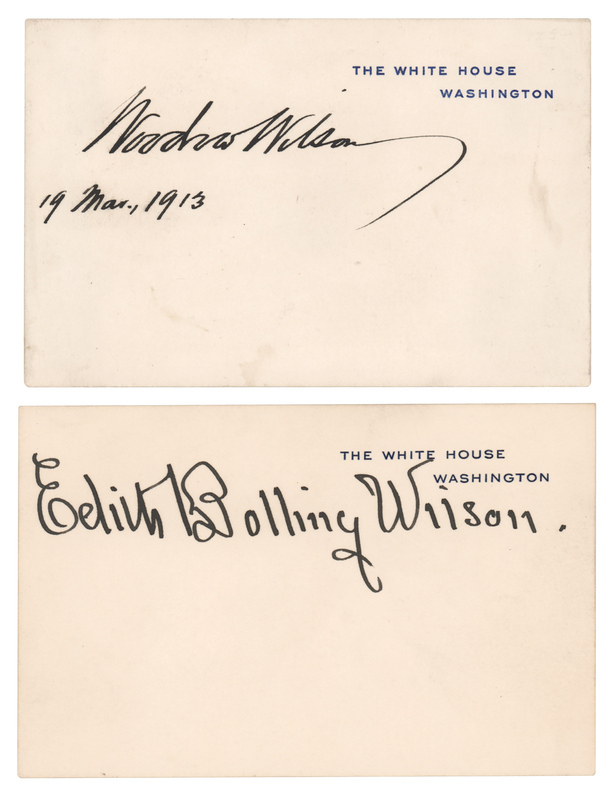 Lot 69 Woodrow and Edith Wilson (2) Signed White House Cards
