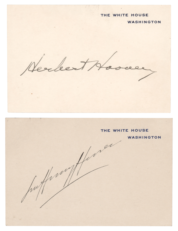 Lot 77 Herbert and Lou Henry Hoover (2) Signed White House Cards