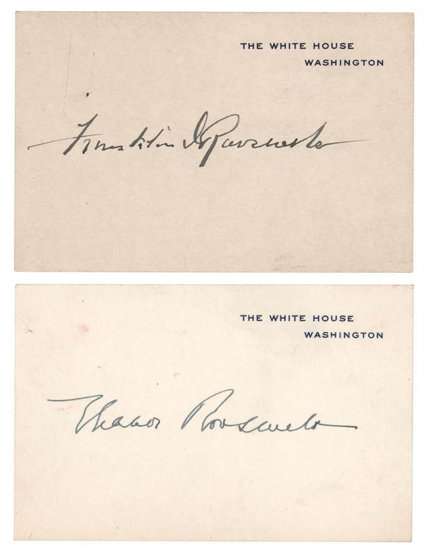 Lot 78 Franklin and Eleanor Roosevelt (2) Signed White House Cards