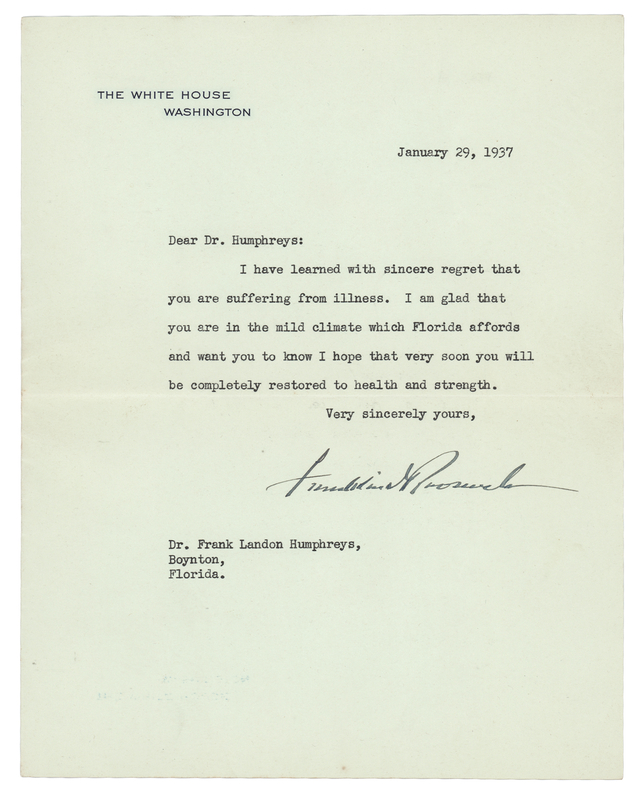 Lot 83 Franklin D. Roosevelt Typed Letter Signed as President: 