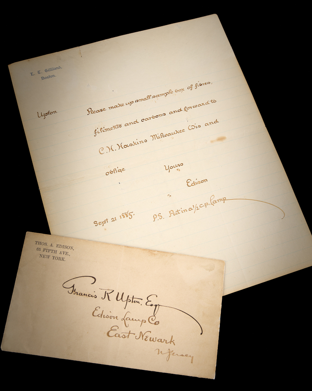 Lot 210 Thomas Edison Autograph Letter Signed to Francis Upton on Incandescent Lamp Filaments