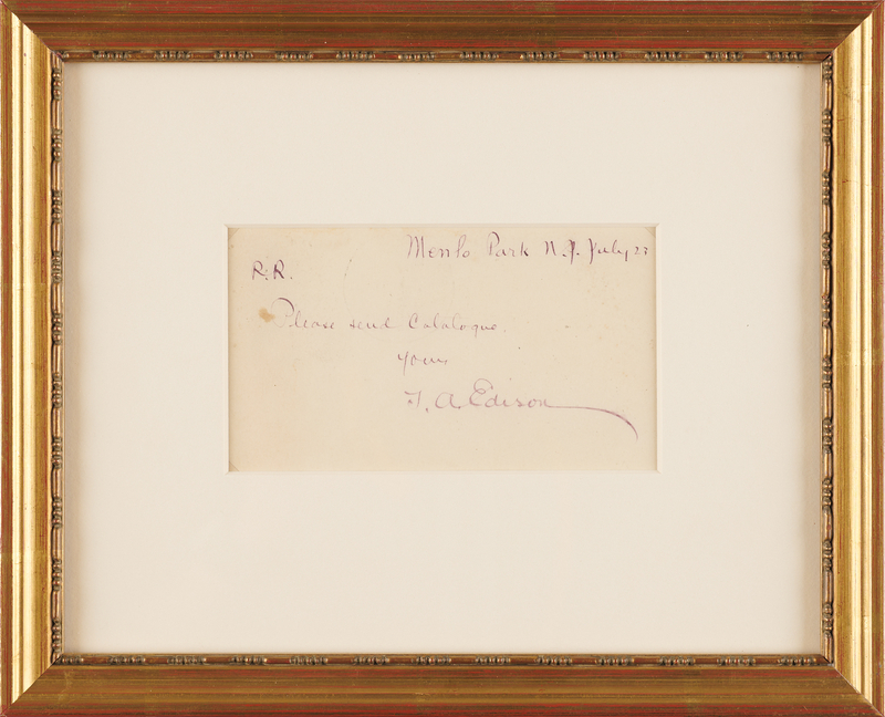 Lot 213 Thomas Edison Autograph Note Signed to a Noted Boston Scientific Instrument Maker - 