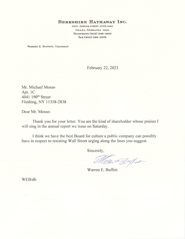 Lot 199 Warren Buffett Typed Letter Signed - 