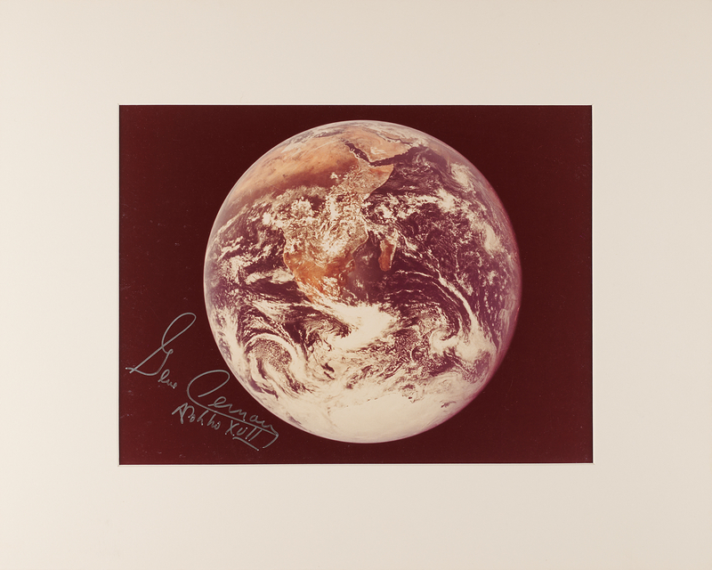 Lot 267 Gene Cernan Signed Oversized 'Earth' Photograph