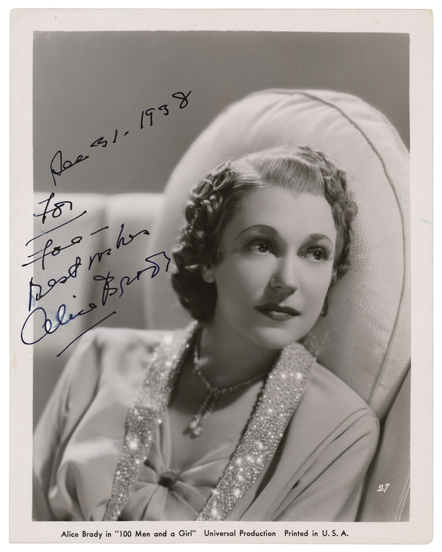 Lot 479 Alice Brady Signed Photograph