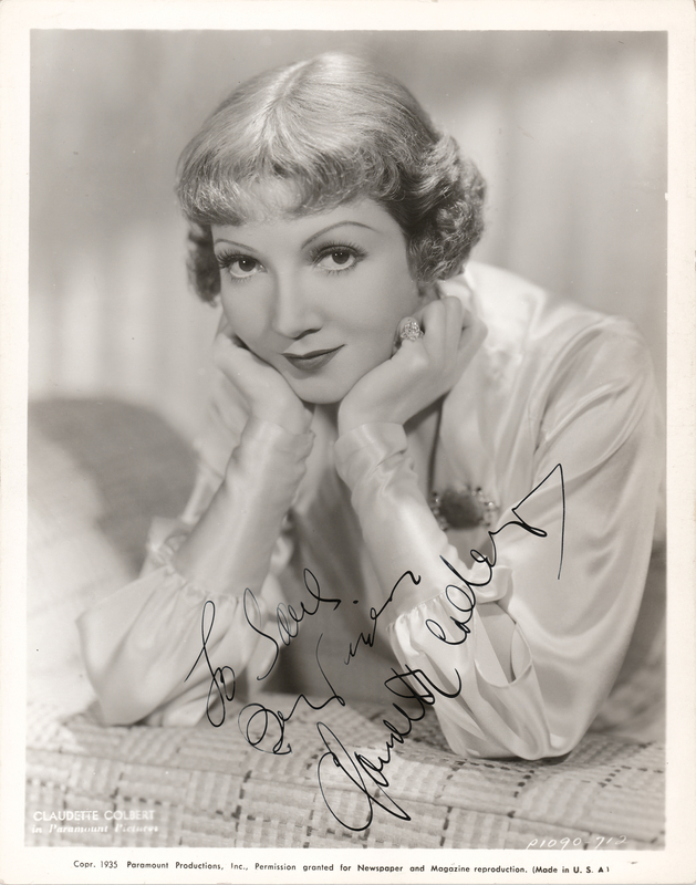 Lot 497 Claudette Colbert Signed Photograph
