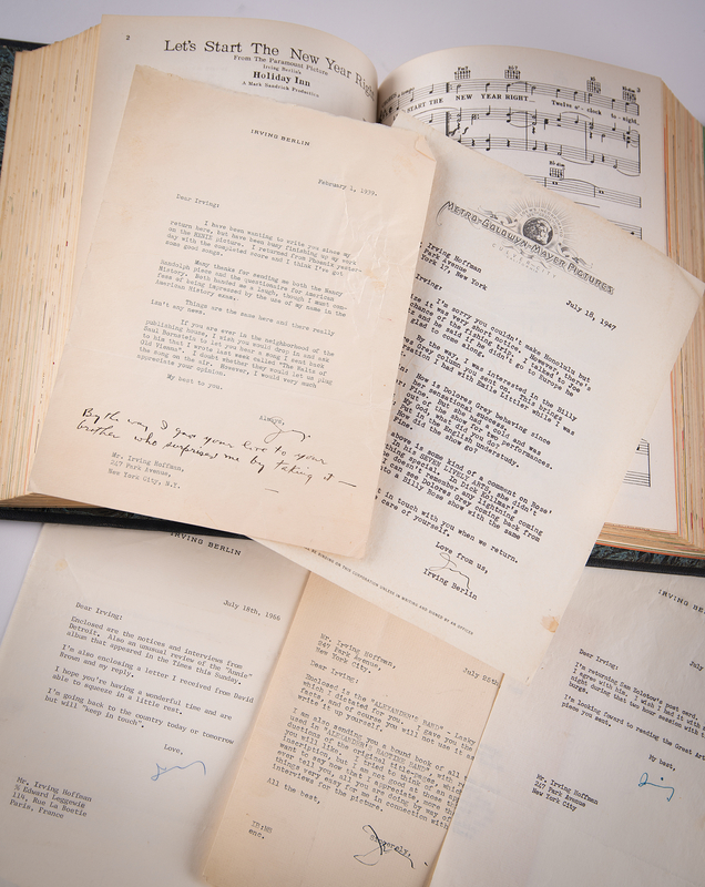 Lot 369 Irving Berlin Archive of (24) Signed Letters, (3) Albums, and (1) Sheet Music Songbook to His Best Friend, Irving Hoffman, and Family