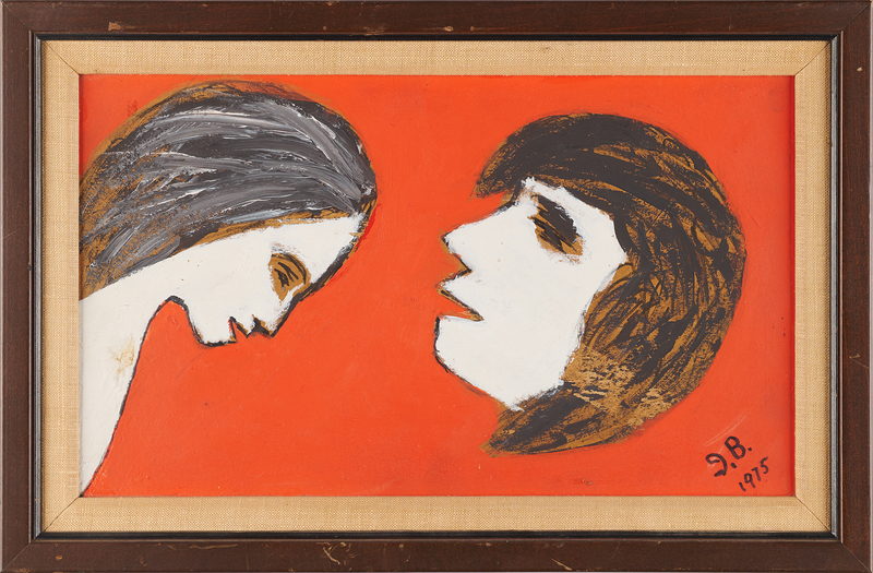 Lot 370 Irving Berlin Original Painting - Figures in Profile (1975)