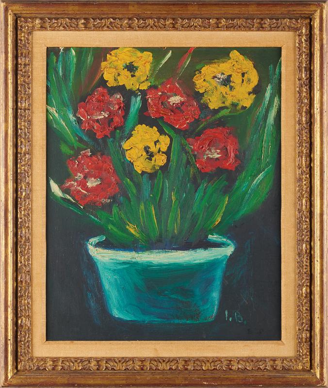 Lot 374 Irving Berlin Original Painting - Still Life with Red and Yellow Flowers