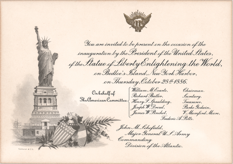 Lot 281 Statue of Liberty Inauguration Invitation by Tiffany & Co.