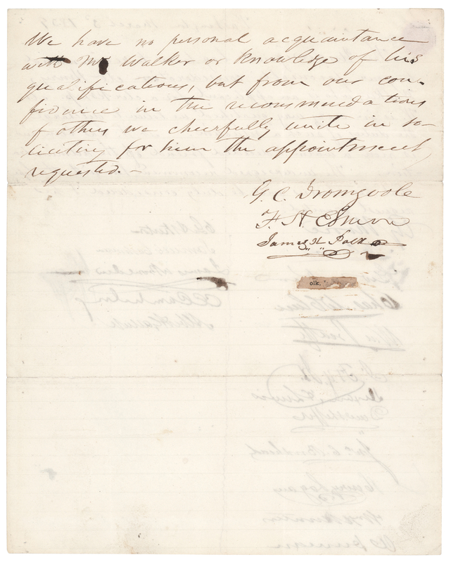 Lot 25 James K. Polk Signed Congressional Recommendation for a Federal Clerkship