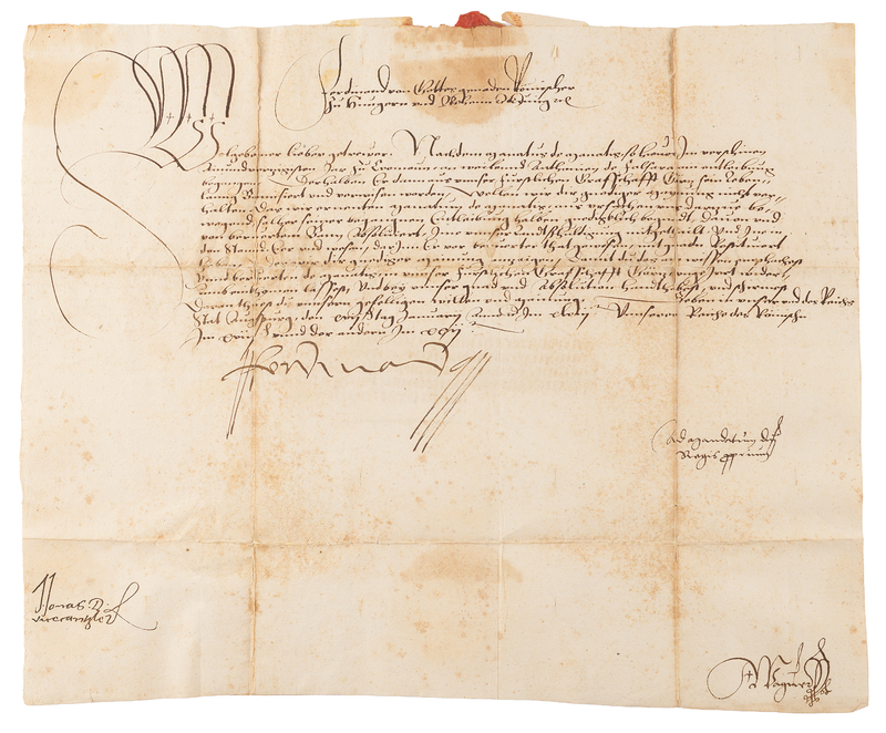 Lot 183 Ferdinand I, Holy Roman Emperor Document Signed