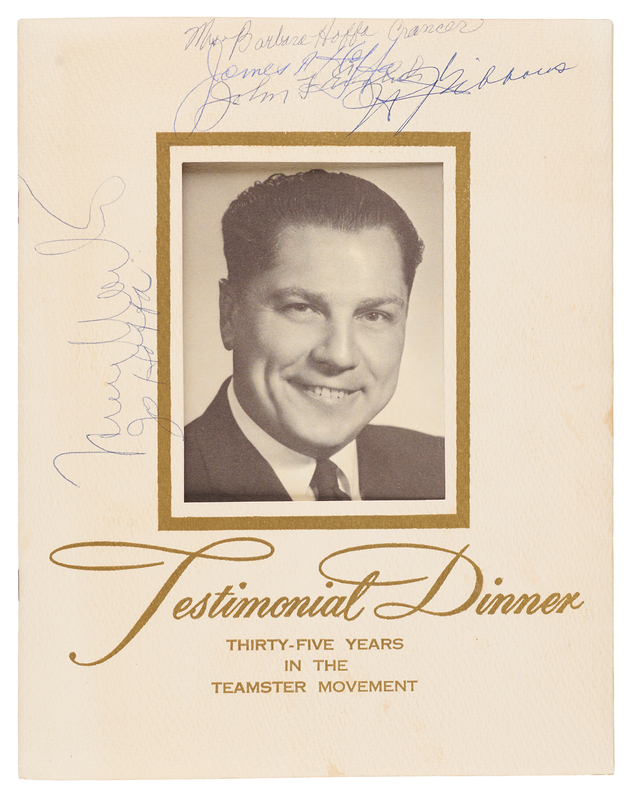 Lot 231 Jimmy Hoffa Signed 1965 'Testimonial Dinner' Program