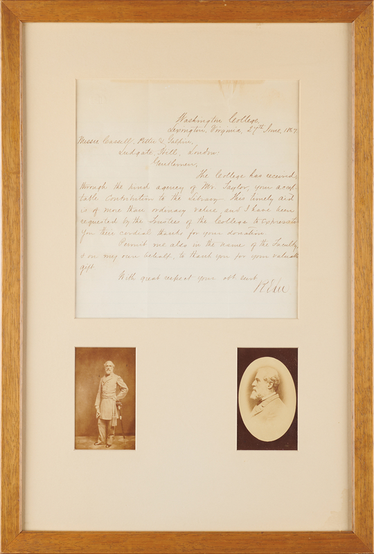 Lot 238 Robert E. Lee Letter Signed, Accepting a Donation to Washington College's Library