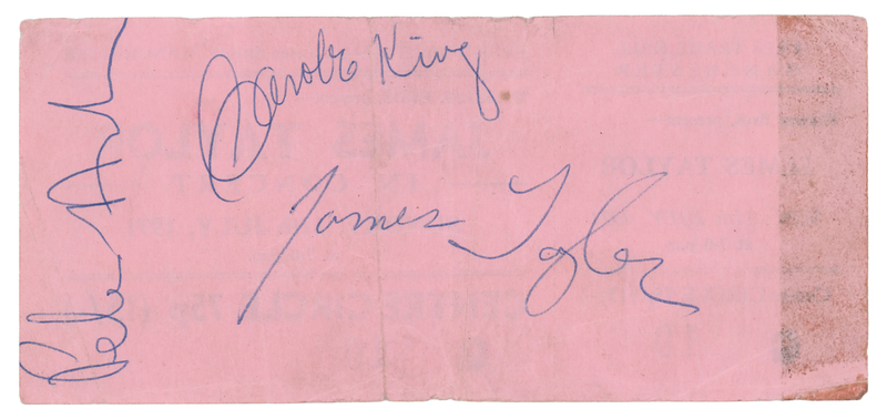 Lot 432 James Taylor and Carole King Signatures