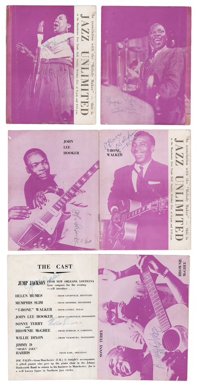 Lot 376 Jazz Legends (8) Multi-Signed Program, with John Lee Hooker, Willie Dixon, and T-Bone Walker