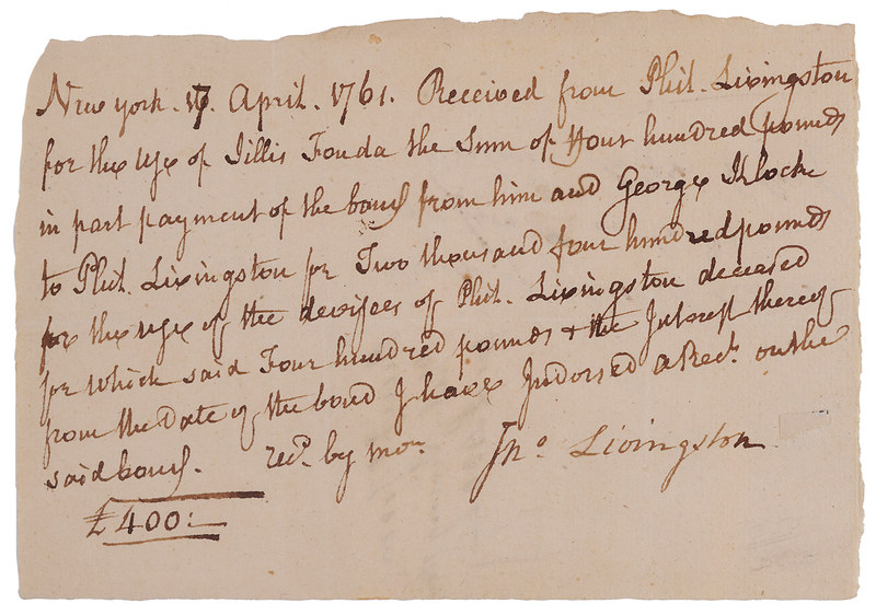 Lot 154 Philip Livingston Third-Person Autograph Document Signed
