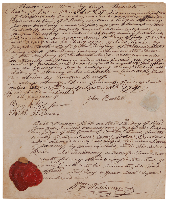 Lot 165 William Williams Autograph Document Signed