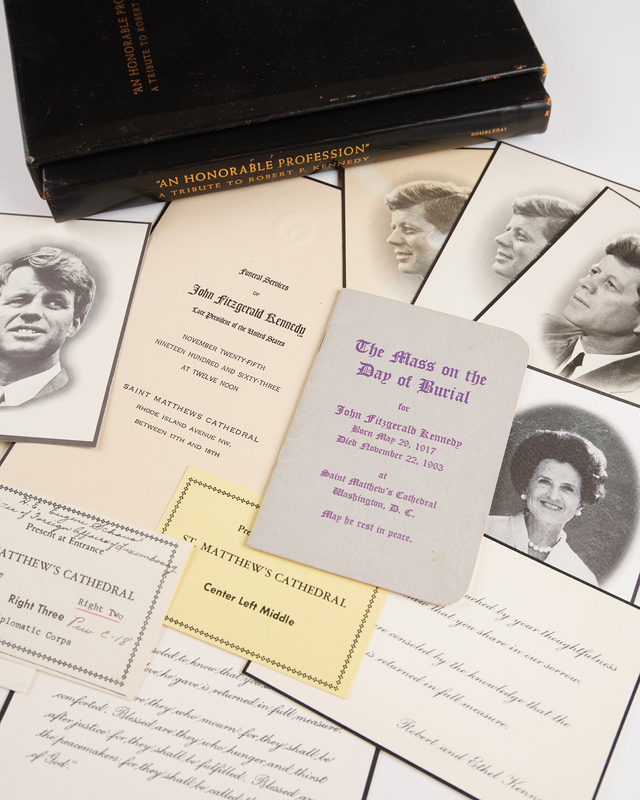 Lot 102 John and Robert Kennedy Collection of (14) Funeral, Memorial, and Mourning Items