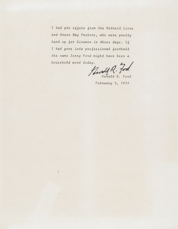 Lot 119 Gerald Ford Typed Quotation Signed on Playing Football