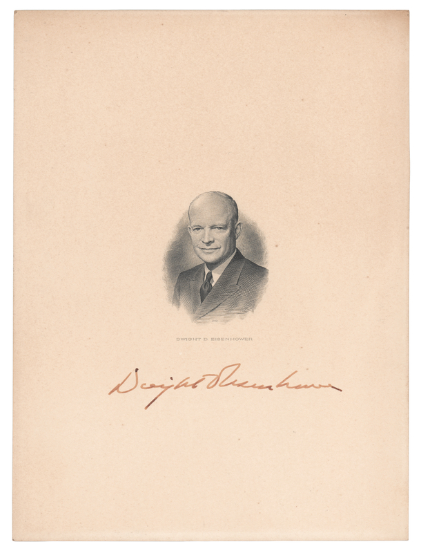 Lot 96 Dwight D. Eisenhower Signed Portrait Engraving
