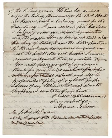 Lot #792 Andrew Johnson Autograph Letter Signed on His Campaign for Congress and a Potential Vice Presidency: 