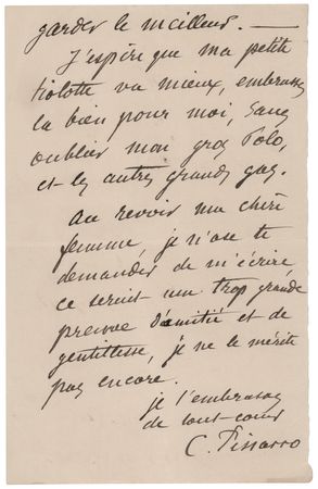 Lot #796 Camille Pissarro Autograph Letter Signed on the Sale of Artwork - Image 6
