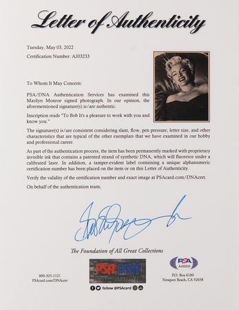 Lot #631 Marilyn Monroe Signed Oversized Photograph - 
