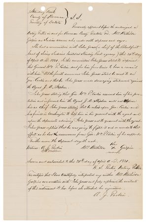 Lot #798 Sioux Indians Archive: Comprehensive Testimony Against Chief John Grass - 