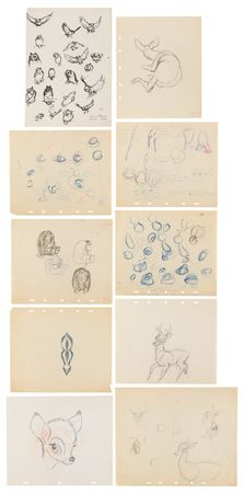 Lot #287 Archive of (18) concept and production drawings from Bambi - Image 3