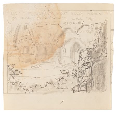 Lot #342 Snow White and Wicked Witch (3) production drawings from Snow White and the Seven Dwarfs - Image 4