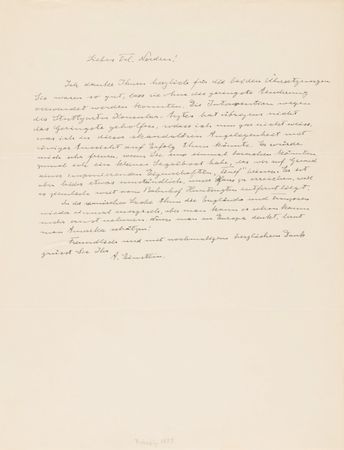 Lot #818 Albert Einstein Autograph Letter Signed on Prewar Politics: 