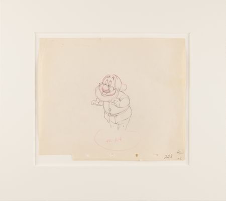 Lot #338 Doc, Sleepy, Happy, and Bashful production drawings (4) from Snow White and the Seven Dwarfs - Image 5