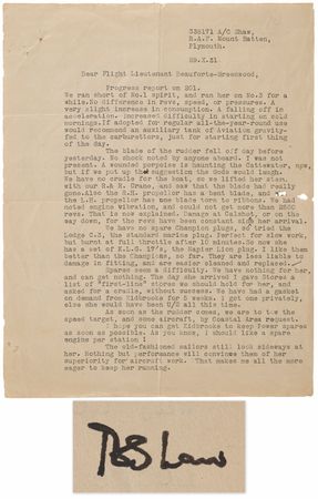 Lot #816 T. E. Lawrence Typed Letter Signed on