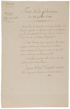 Lot #802 King Louis XVI Endorsed Document, Paying